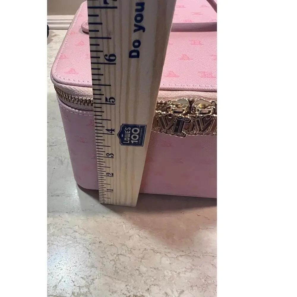 Max Mara Pink Monogram Pattern Vanity Case With Top Handle Zip Closure VIP Gift